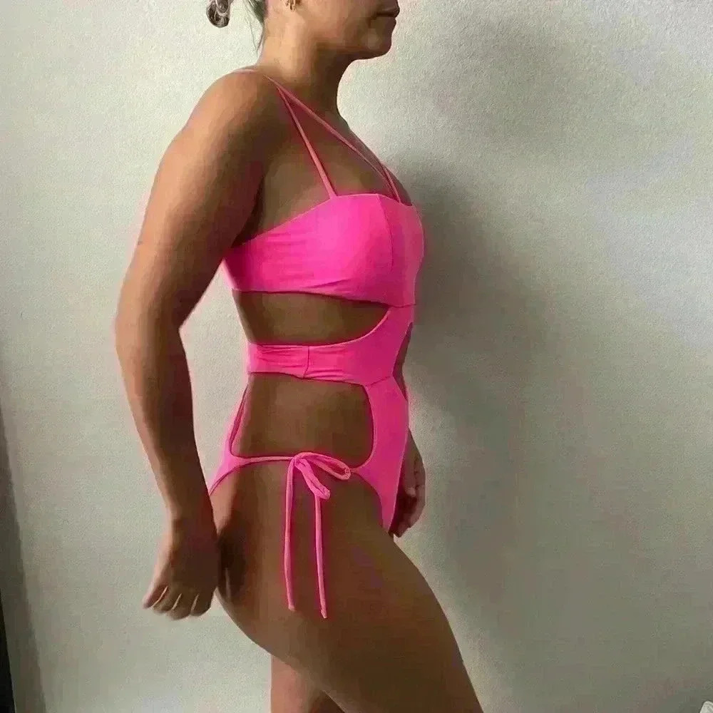 Keva J. - NWT Cut Out Pink Swimsuit Monokini Sz Small - Picture 6 of 12